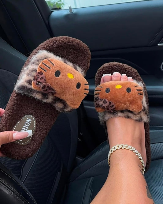 caramel teddy slippers