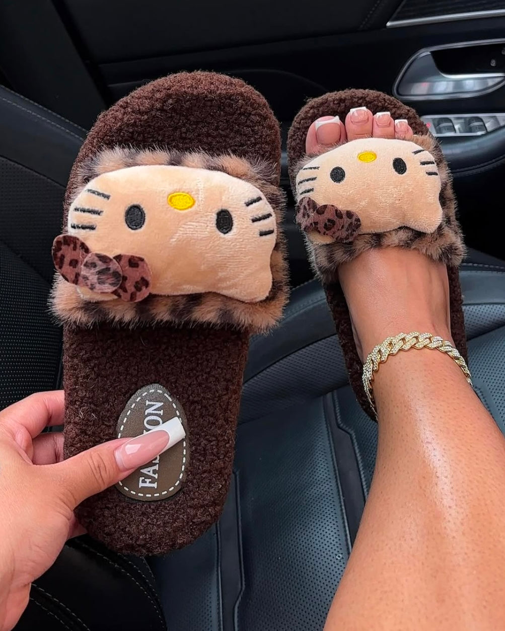 mocha teddy slippers